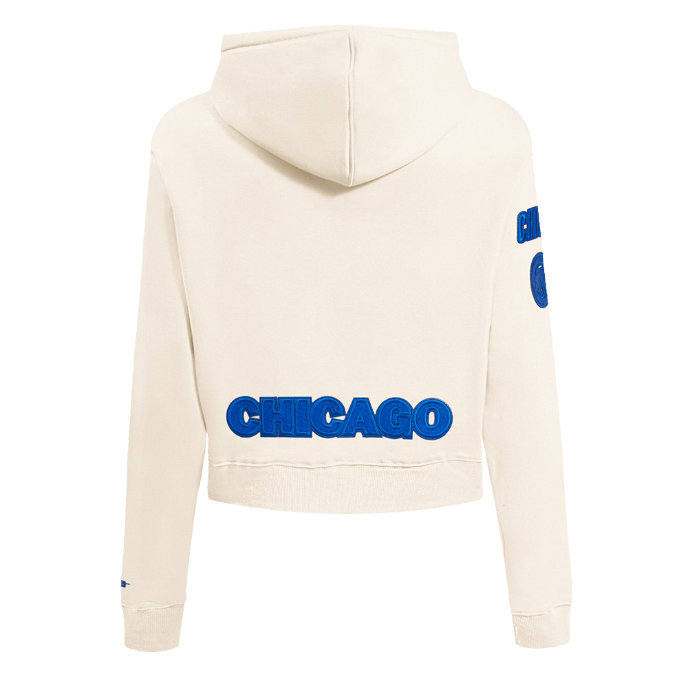 MLB CHICAGO CUBS TRIPLE TONAL WOMEN'S DOUBLE KNIT FULL ZIP HOODIE (EGGSHELL)