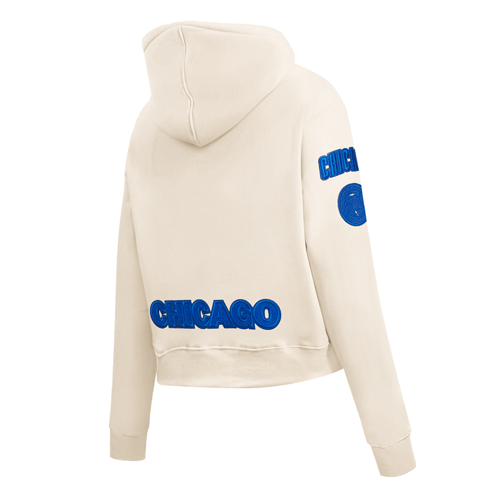 MLB CHICAGO CUBS TRIPLE TONAL WOMEN'S DOUBLE KNIT FULL ZIP HOODIE (EGGSHELL)