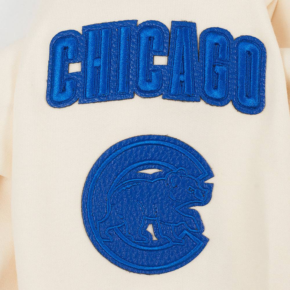 MLB CHICAGO CUBS TRIPLE TONAL WOMEN'S DOUBLE KNIT FULL ZIP HOODIE (EGGSHELL)