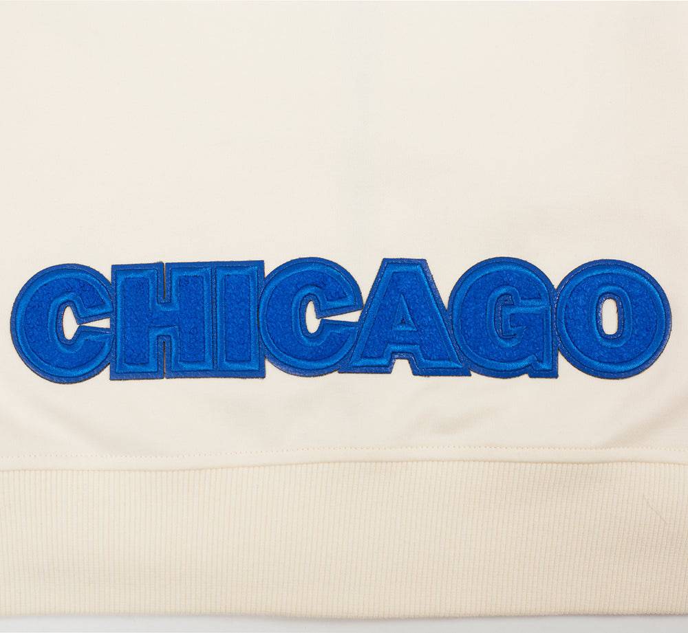 MLB CHICAGO CUBS TRIPLE TONAL WOMEN'S DOUBLE KNIT FULL ZIP HOODIE (EGGSHELL)