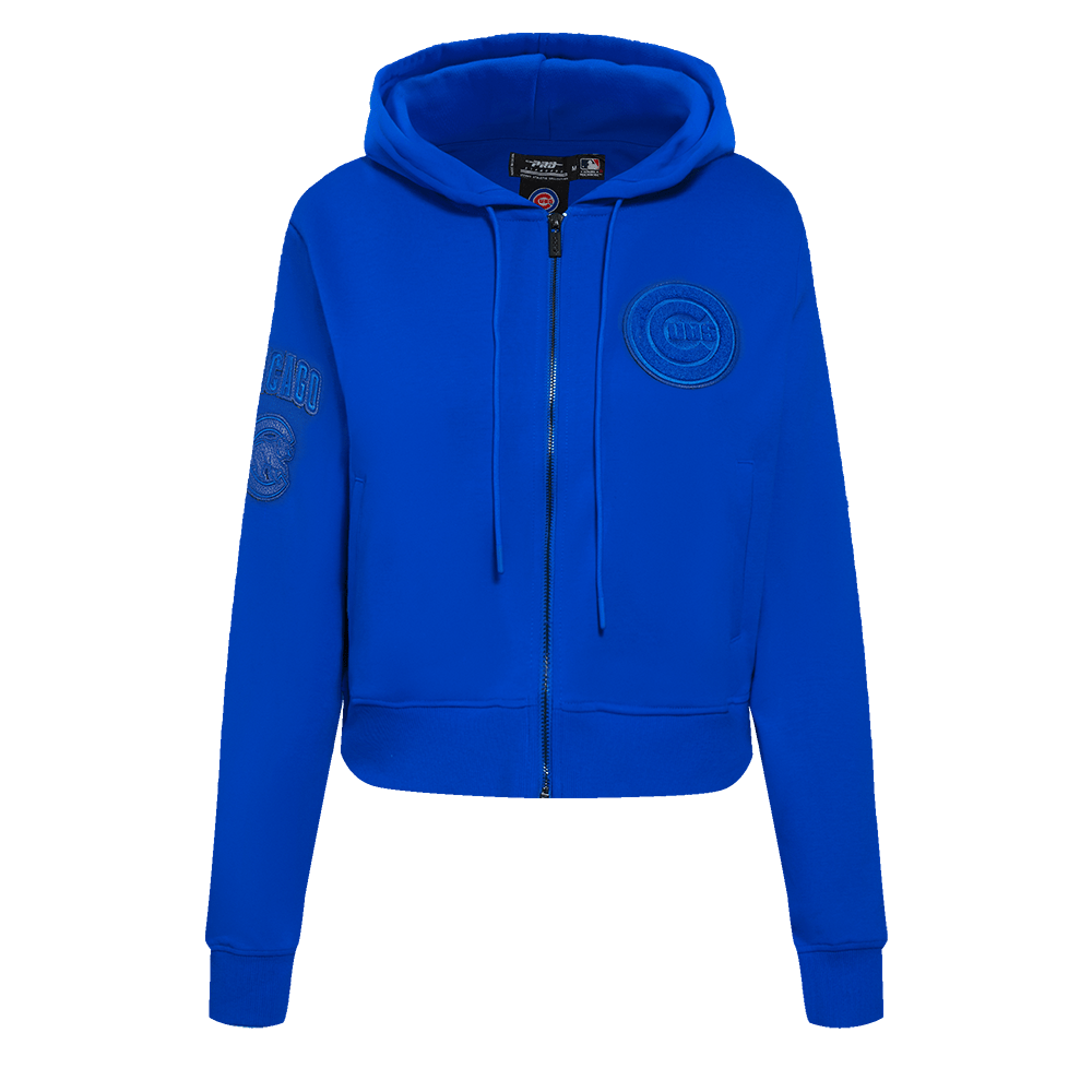 MLB CHICAGO CUBS TRIPLE TONAL WOMEN'S DOUBLE KNIT FULL ZIP HOODIE (ROYAL BLUE)