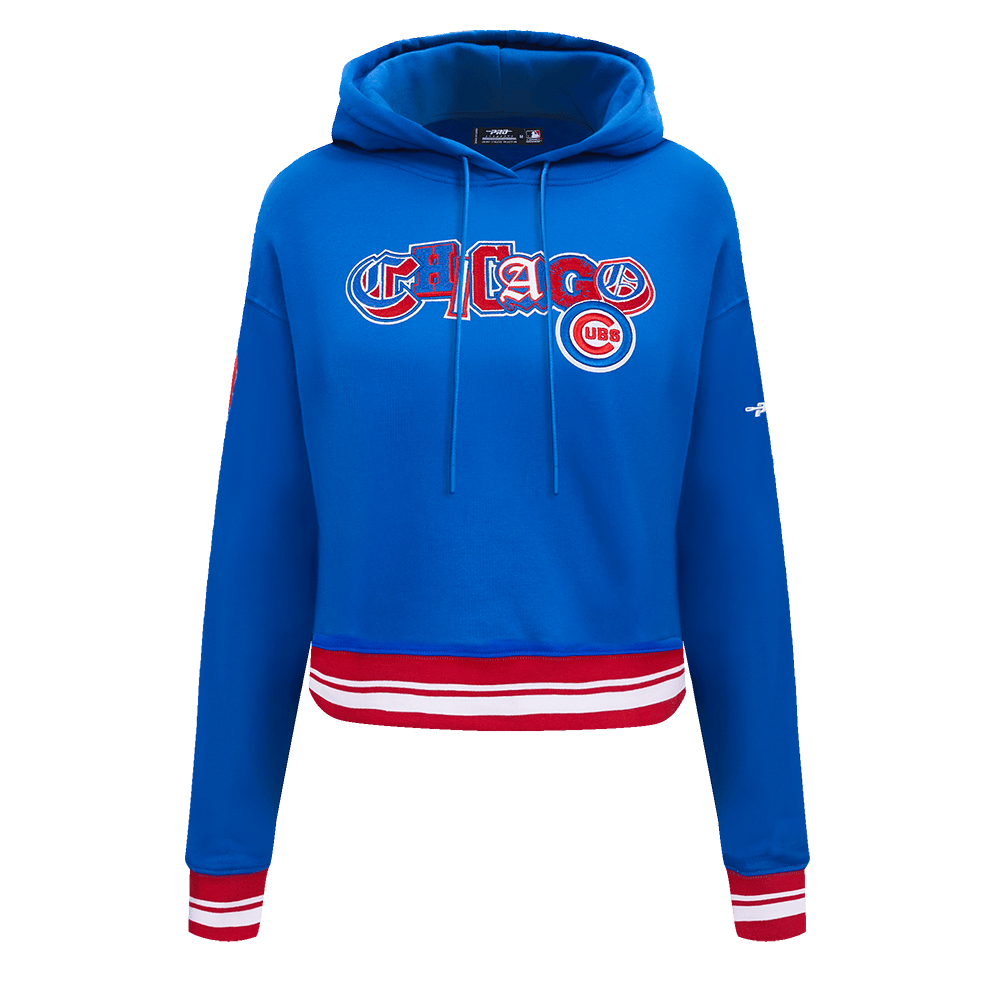 MLB CHICAGO CUBS CITY RANSOM WOMEN'S RIB FLC CROPPED PO HOODIE (ROYAL BLUE/RED)