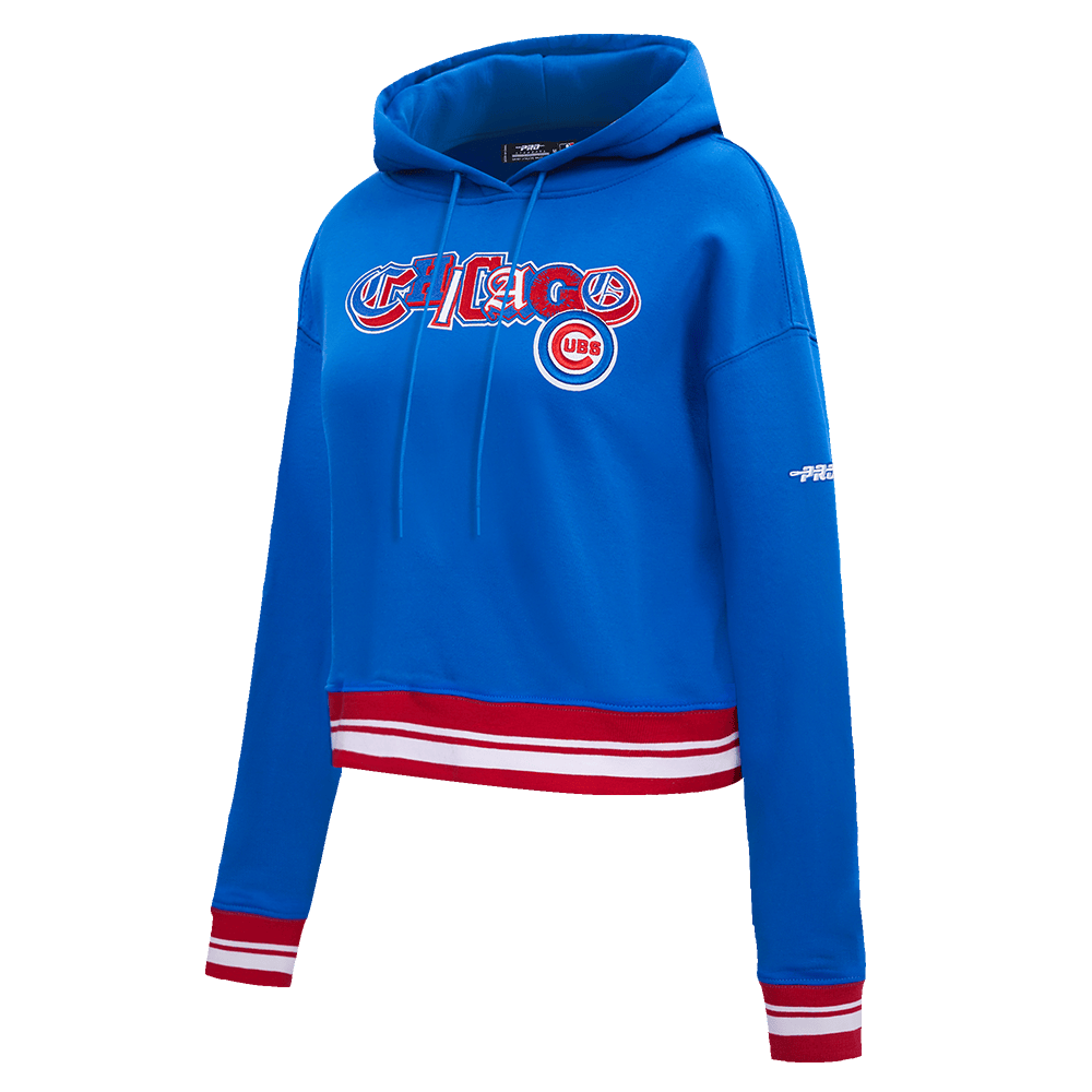 MLB CHICAGO CUBS CITY RANSOM WOMEN'S RIB FLC CROPPED PO HOODIE (ROYAL BLUE/RED)