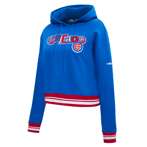 MLB CHICAGO CUBS CITY RANSOM WOMEN'S RIB FLC CROPPED PO HOODIE (ROYAL BLUE/RED)