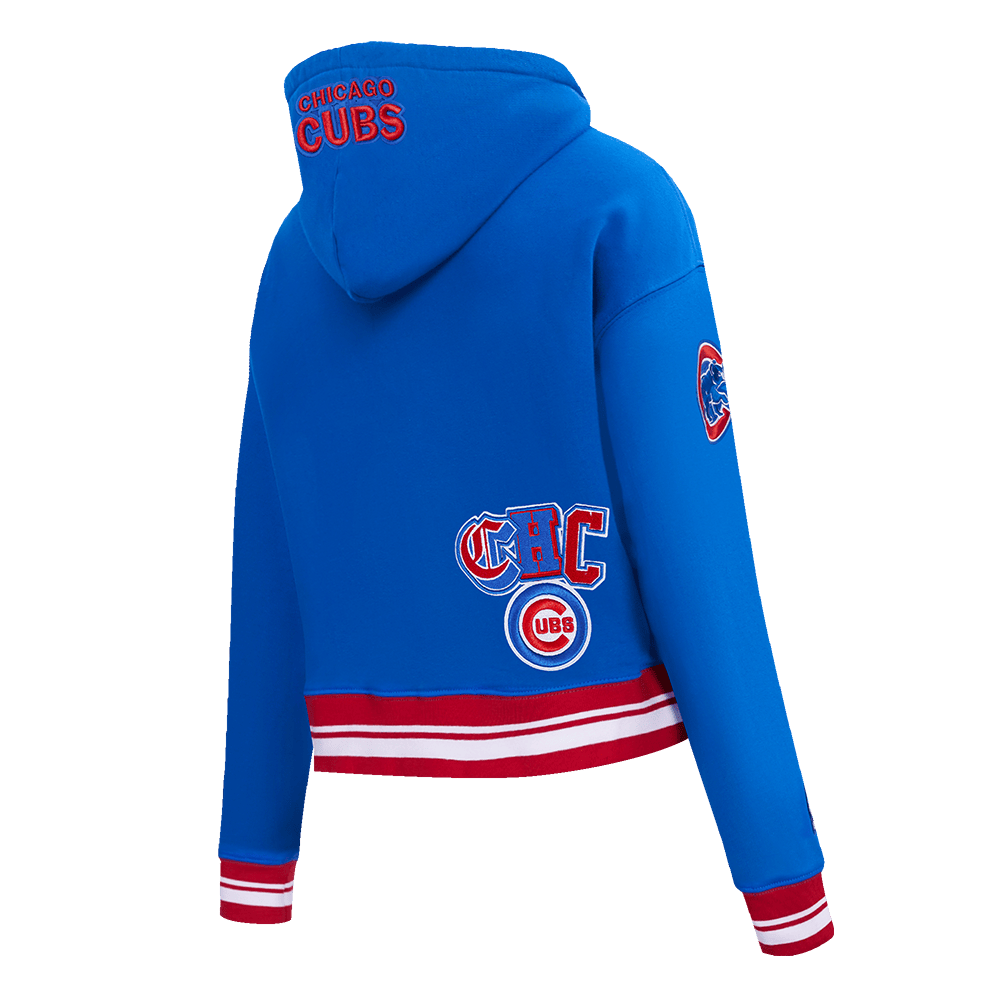 MLB CHICAGO CUBS CITY RANSOM WOMEN'S RIB FLC CROPPED PO HOODIE (ROYAL BLUE/RED)