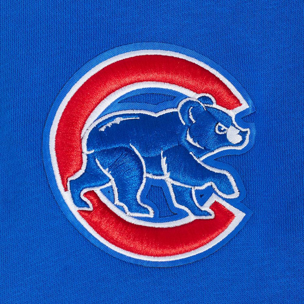 SUDADERA CORTA CON CAPUCHA DE OBLIGATORIO ACOSTUMBRAR PARA MUJER MLB CHICAGO CUBS CITY RANSOM EN PUNTO CANELÉ Y FELPA (AZUL REAL/ROJO)