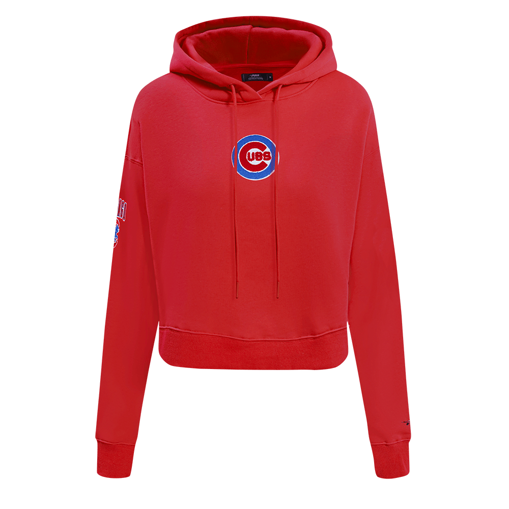 MLB CHICAGO CUBS CLASSIC WOMEN'S CROPPED PULLOVER HOODIE (RED)