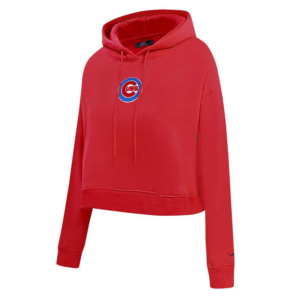 MLB CHICAGO CUBS CLASSIC WOMEN'S CROPPED PULLOVER HOODIE (RED)