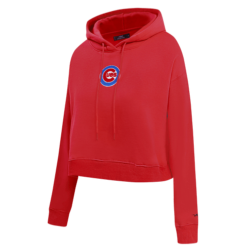 MLB CHICAGO CUBS CLASSIC WOMEN'S CROPPED PULLOVER HOODIE (RED)