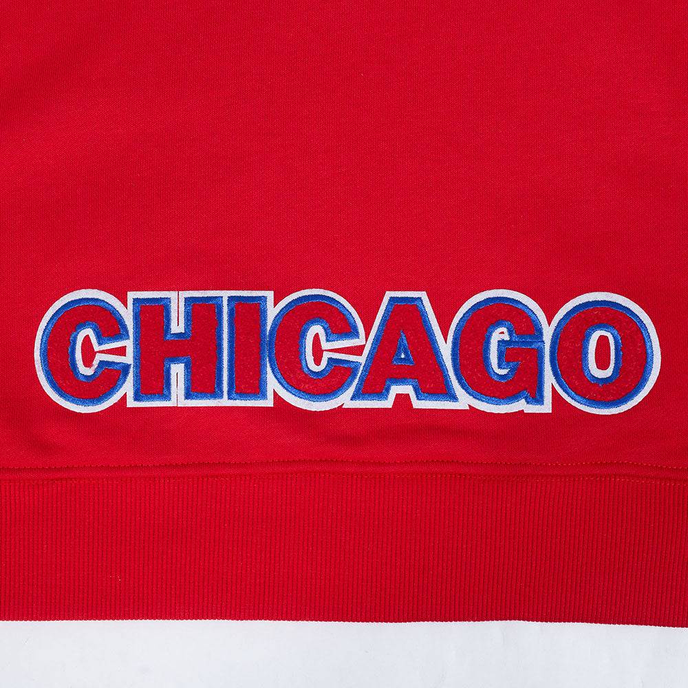 MLB CHICAGO CUBS CLASSIC WOMEN'S CROPPED PULLOVER HOODIE (RED)