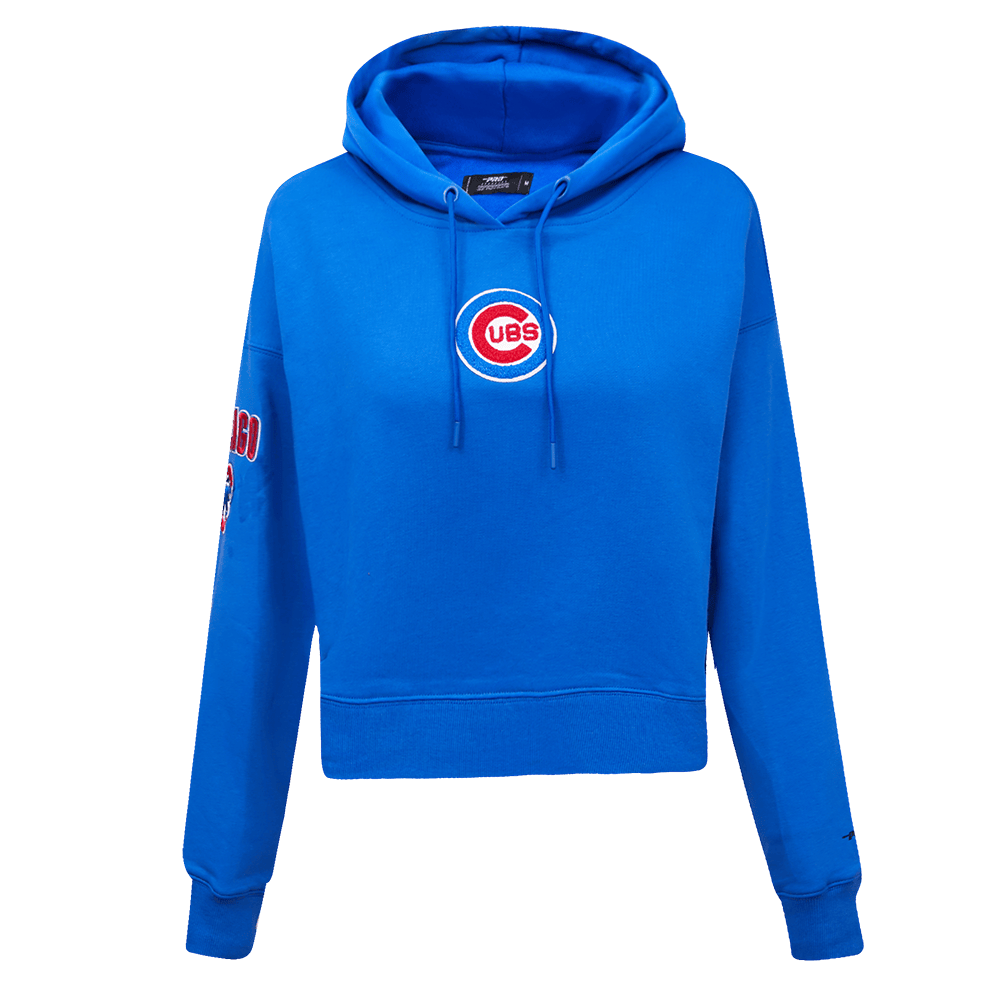 MLB CHICAGO CUBS CLASSIC WOMEN'S CROPPED PULLOVER HOODIE (ROYAL BLUE)