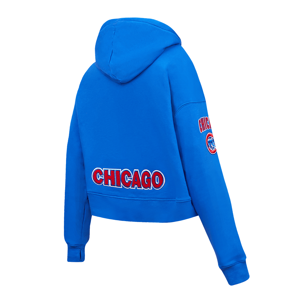MLB CHICAGO CUBS CLASSIC WOMEN'S CROPPED PULLOVER HOODIE (ROYAL BLUE)
