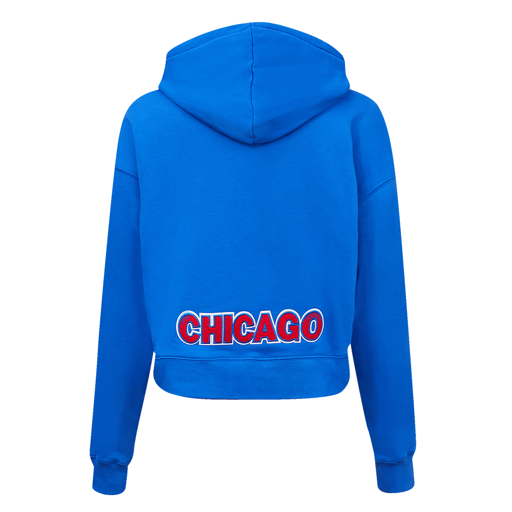 MLB CHICAGO CUBS CLASSIC WOMEN'S CROPPED PULLOVER HOODIE (ROYAL BLUE)