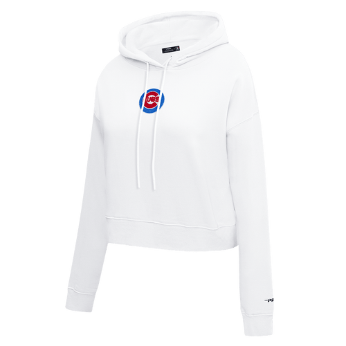 MLB CHICAGO CUBS CLASSIC WOMEN'S CROPPED PULLOVER HOODIE (WHITE)