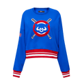 MLB CHICAGO CUBS MASHUP WOMEN'S RIB CREWNECK (ROYAL BLUE/RED)