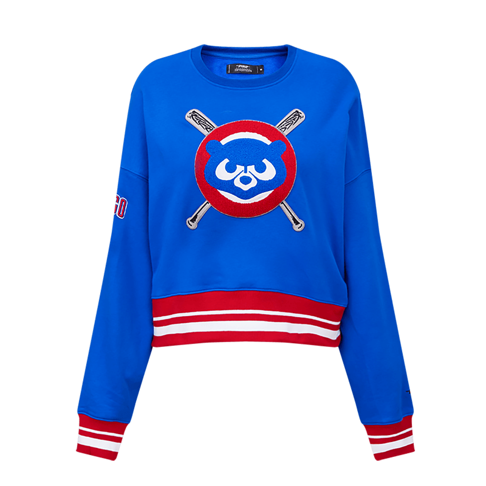MLB CHICAGO CUBS MASHUP WOMEN'S RIB CREWNECK (ROYAL BLUE/RED)