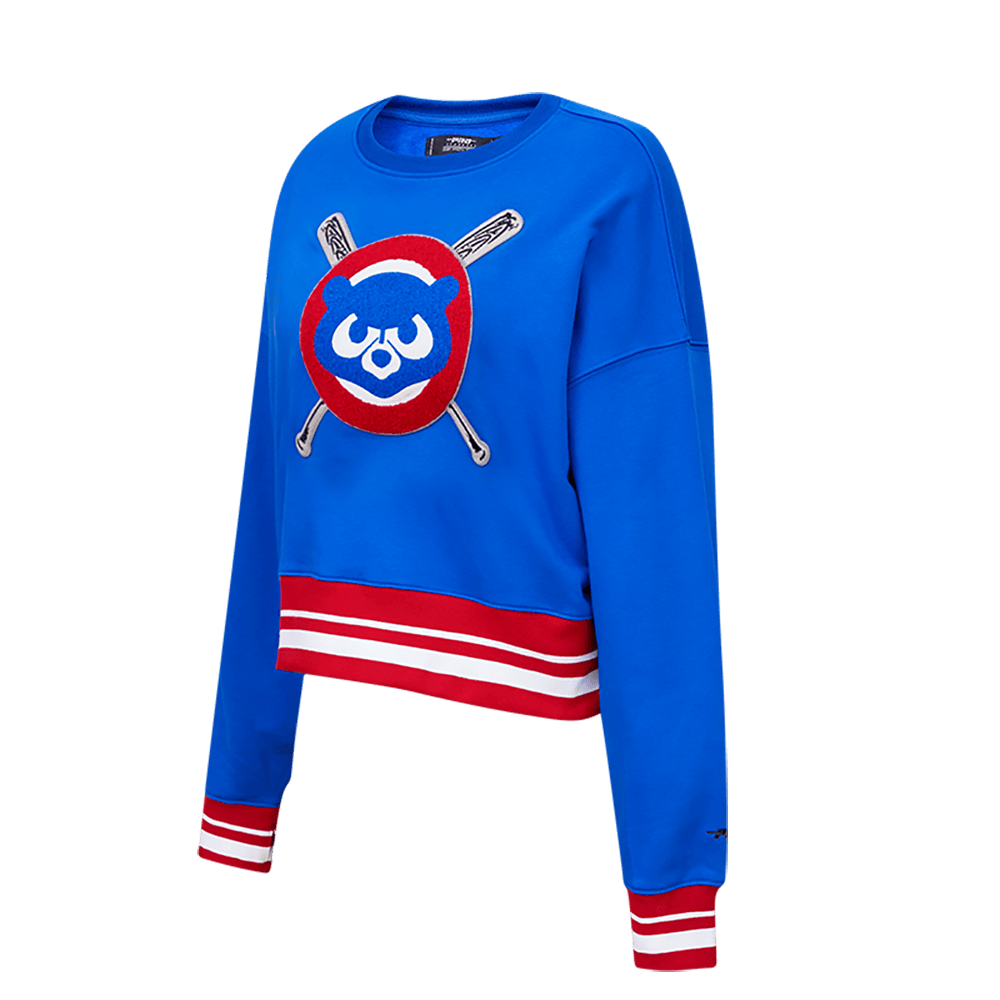 MLB CHICAGO CUBS MASHUP WOMEN'S RIB CREWNECK (ROYAL BLUE/RED)