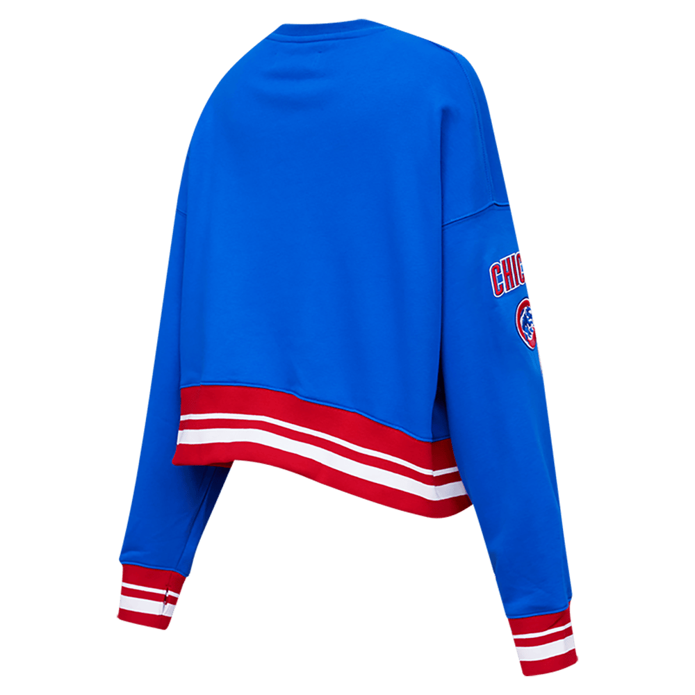 MLB CHICAGO CUBS MASHUP WOMEN'S RIB CREWNECK (ROYAL BLUE/RED)