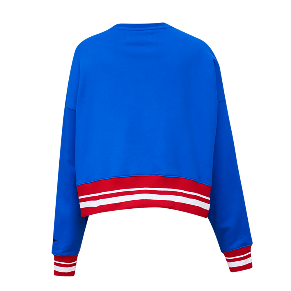MLB CHICAGO CUBS MASHUP WOMEN'S RIB CREWNECK (ROYAL BLUE/RED)