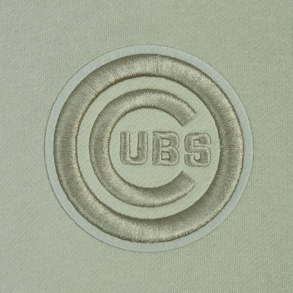 MLB CHICAGO CUBS NEUTRAL CROPPED FLEECE PULLOVER HOODIE (MOSS)