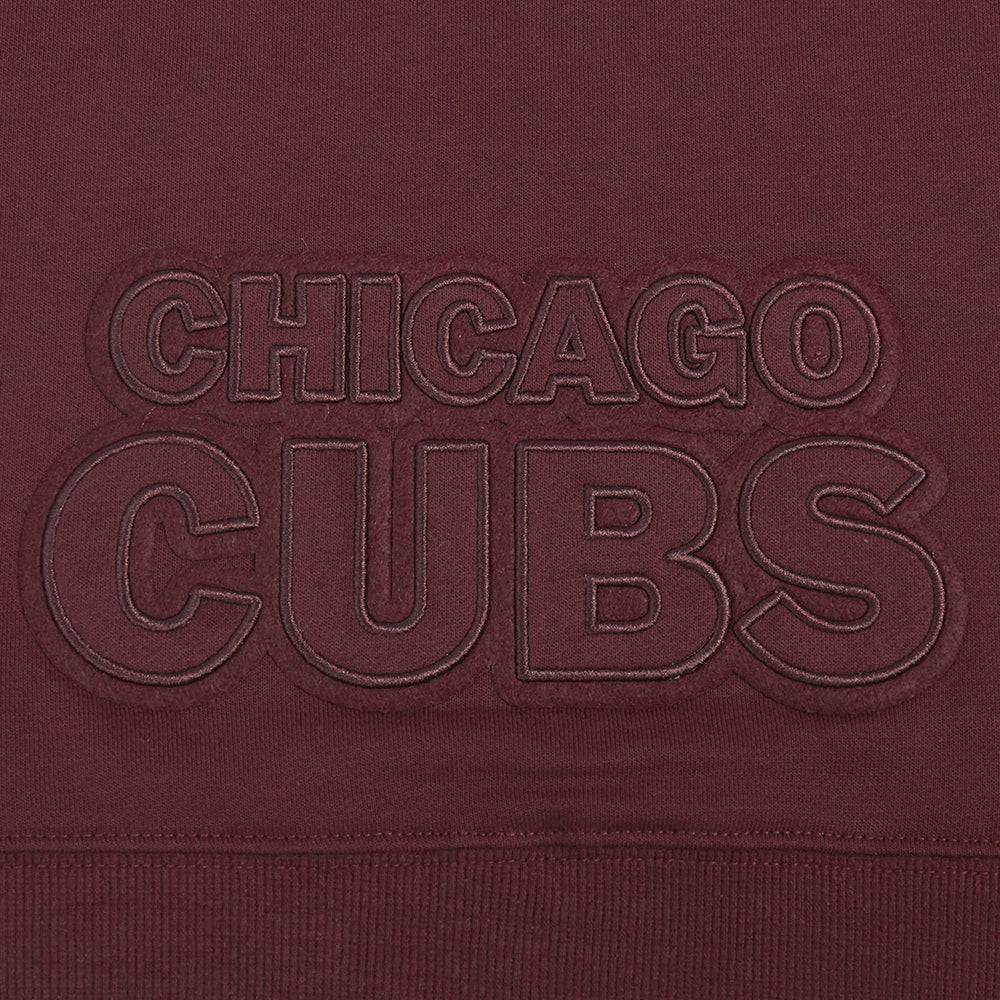MLB CHICAGO CUBS NEUTRAL CROPPED FLEECE PULLOVER HOODIE (WINE)