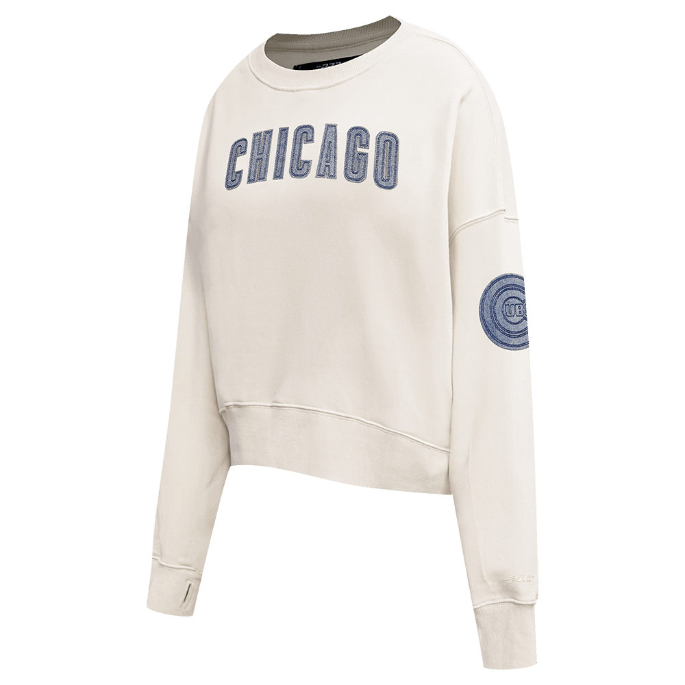 MLB CHICAGO CUBS VARSITY BLUES WOMEN'S CREWNECK (LINEN)