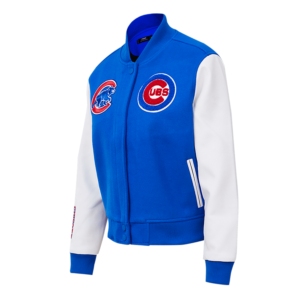 MLB CHICAGO CUBS CLASSIC WOMEN'S WOOL VARSITY JACKET (ROYAL BLUE/WHITE)