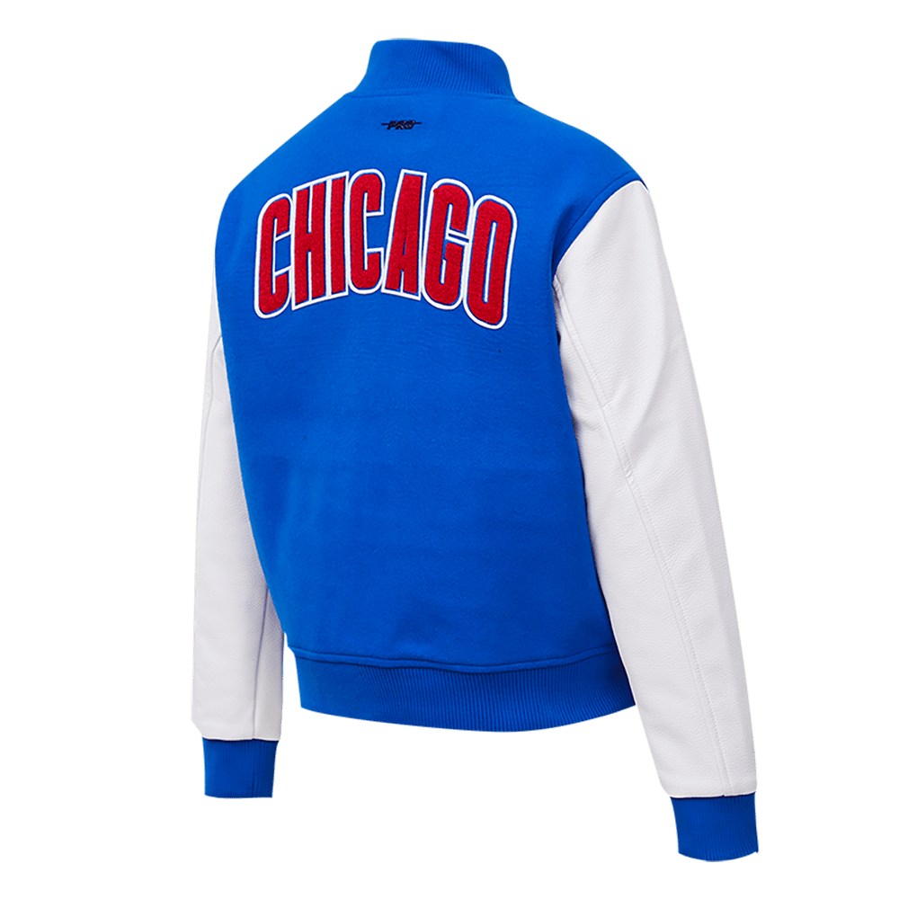 MLB CHICAGO CUBS CLASSIC WOMEN'S WOOL VARSITY JACKET (ROYAL BLUE/WHITE)