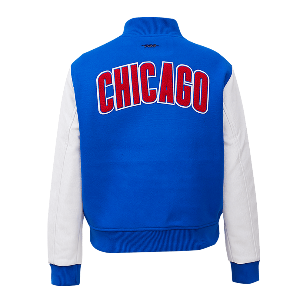 MLB CHICAGO CUBS CLASSIC WOMEN'S WOOL VARSITY JACKET (ROYAL BLUE/WHITE)