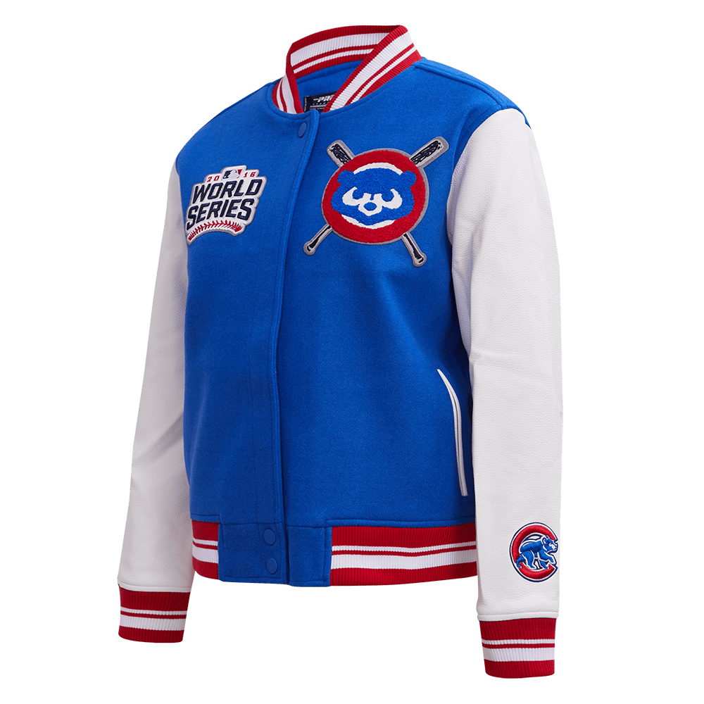 MLB CHICAGO CUBS MASHUP WOOL WOMEN'S VARSITY JACKET (ROYAL BLUE/RED)