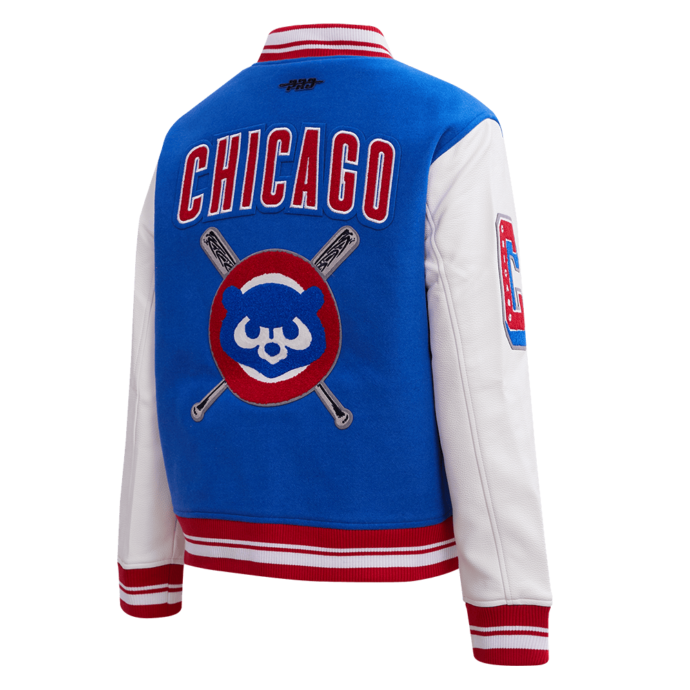 MLB CHICAGO CUBS MASHUP WOOL WOMEN'S VARSITY JACKET (ROYAL BLUE/RED)