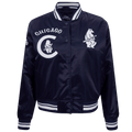 CHAQUETA DE SATÉN ACANALADA RETRO CLÁSICA PARA MUJER MLB CHICAGO CUBS (AZUL MARINO NOCHE)