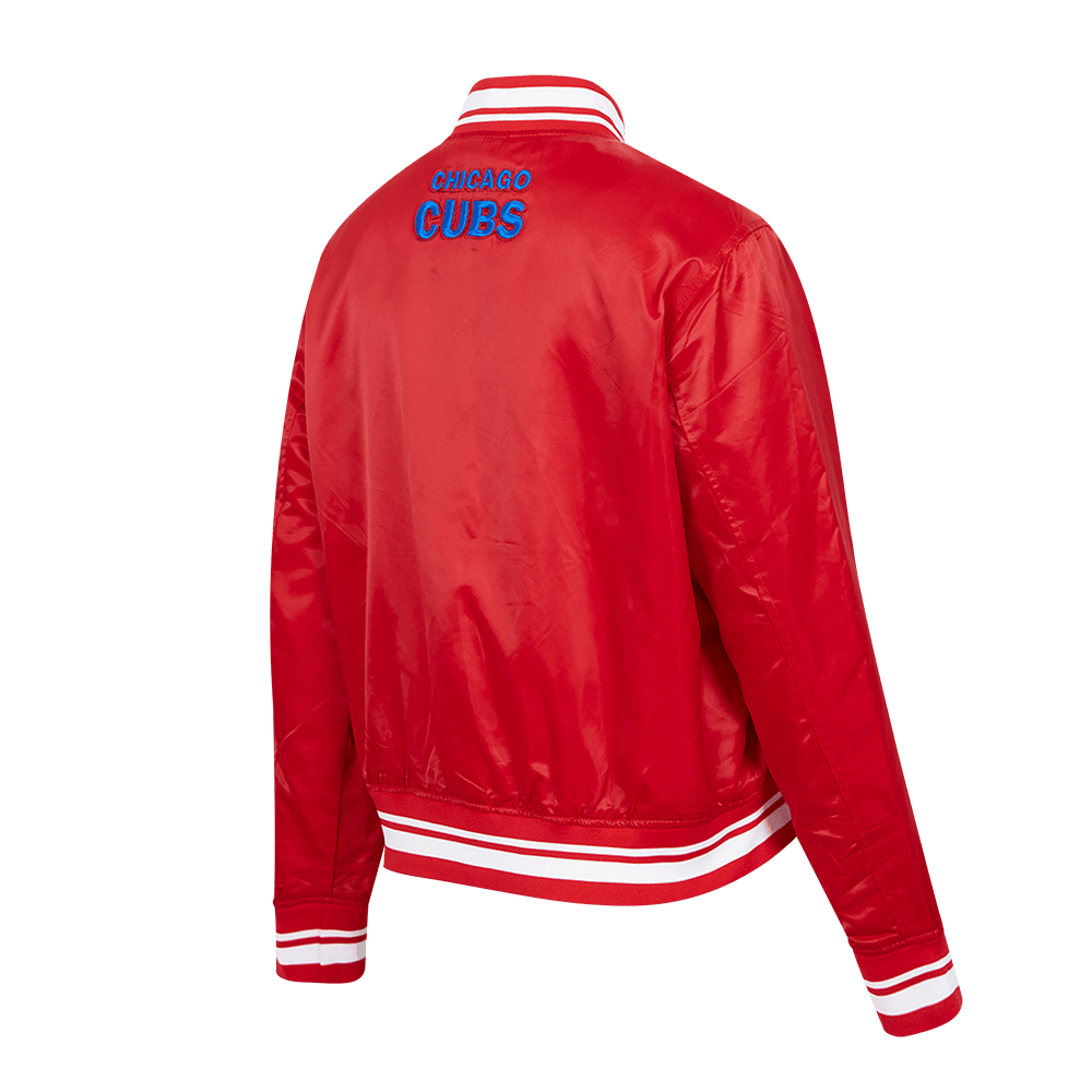 MLB CHICAGO CUBS SCRIPT TAIL WOMEN'S SATIN JACKET (RED)