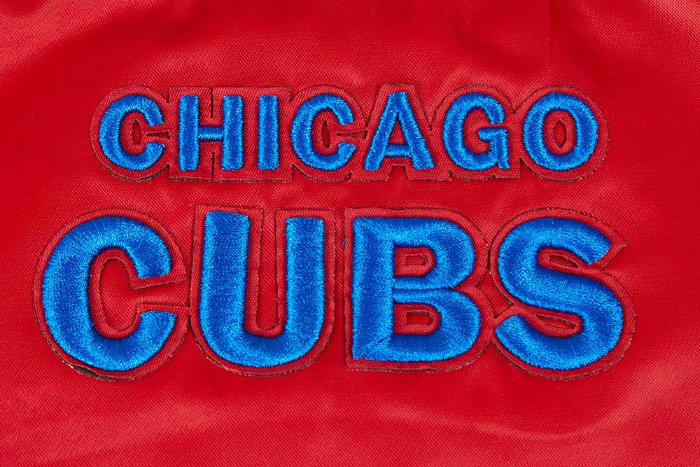 MLB CHICAGO CUBS SCRIPT TAIL WOMEN'S SATIN JACKET (RED)
