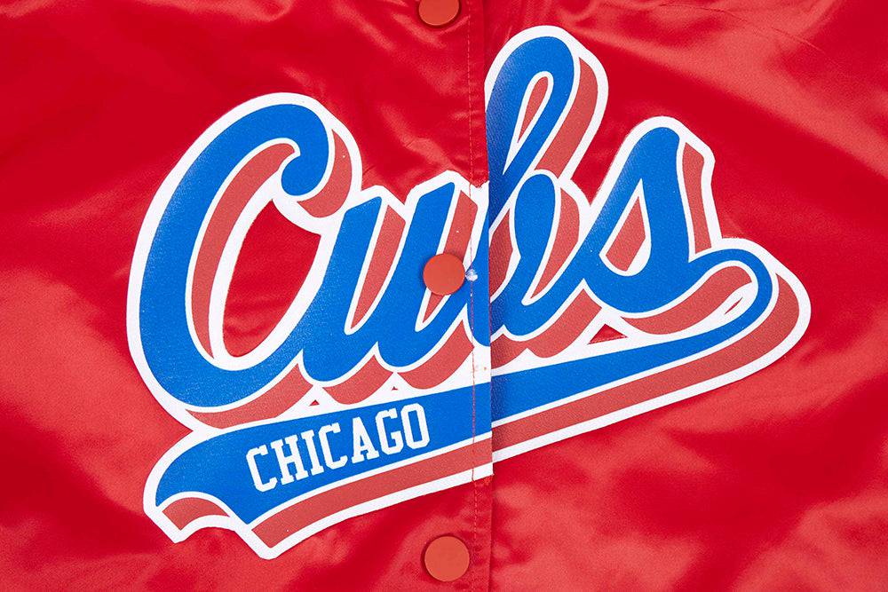 MLB CHICAGO CUBS SCRIPT TAIL WOMEN'S SATIN JACKET (RED)