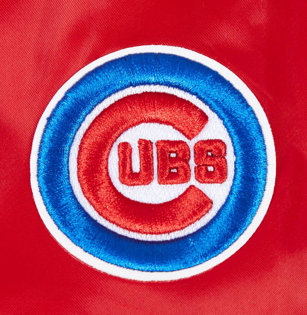 MLB CHICAGO CUBS SCRIPT TAIL WOMEN'S SATIN JACKET (RED)