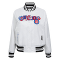 MLB CHICAGO CUBS CITY RANSOM WOMEN'S RIB SATIN JACKET (WHITE/BLACK)