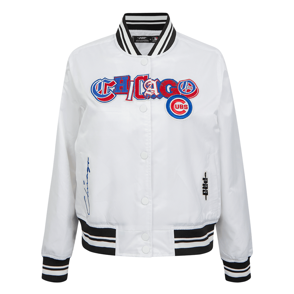 MLB CHICAGO CUBS CITY RANSOM WOMEN'S RIB SATIN JACKET (WHITE/BLACK)