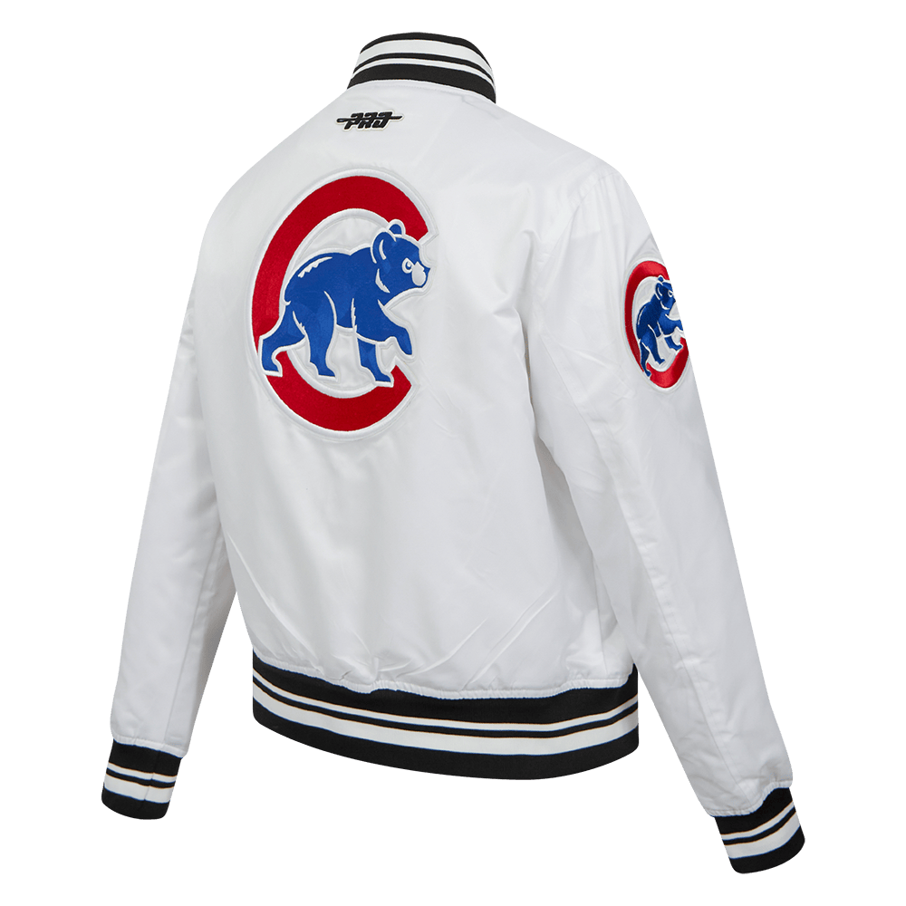 MLB CHICAGO CUBS CITY RANSOM WOMEN'S RIB SATIN JACKET (WHITE/BLACK)