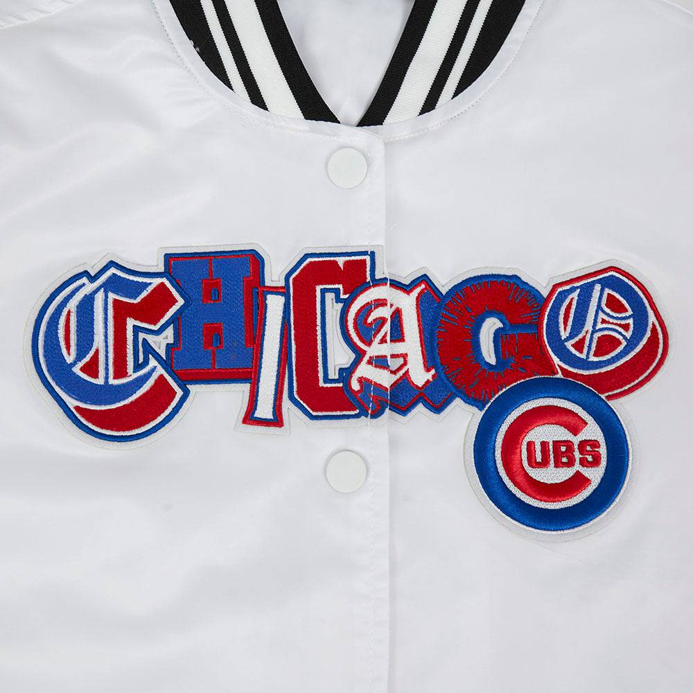 MLB CHICAGO CUBS CITY RANSOM WOMEN'S RIB SATIN JACKET (WHITE/BLACK)