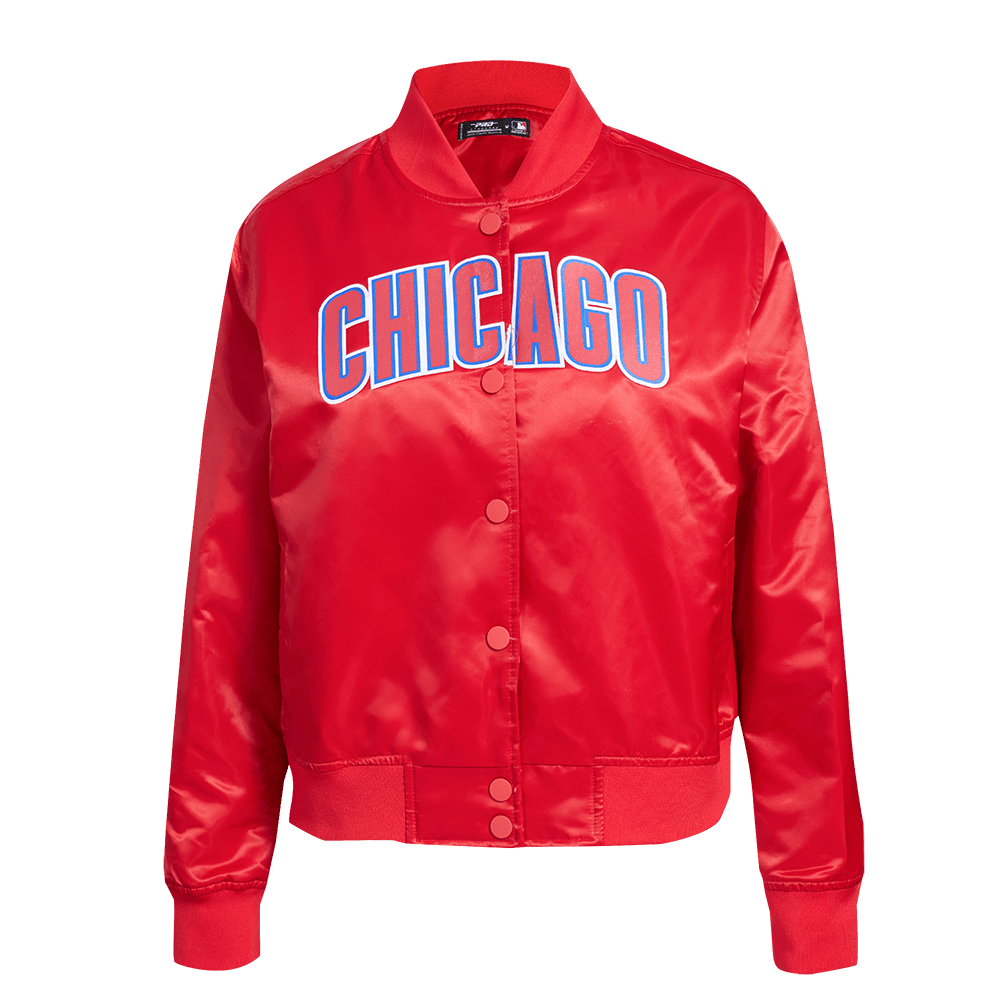 MLB CHICAGO CUBS CLASSIC WOMEN'S SATIN JACKET (RED)