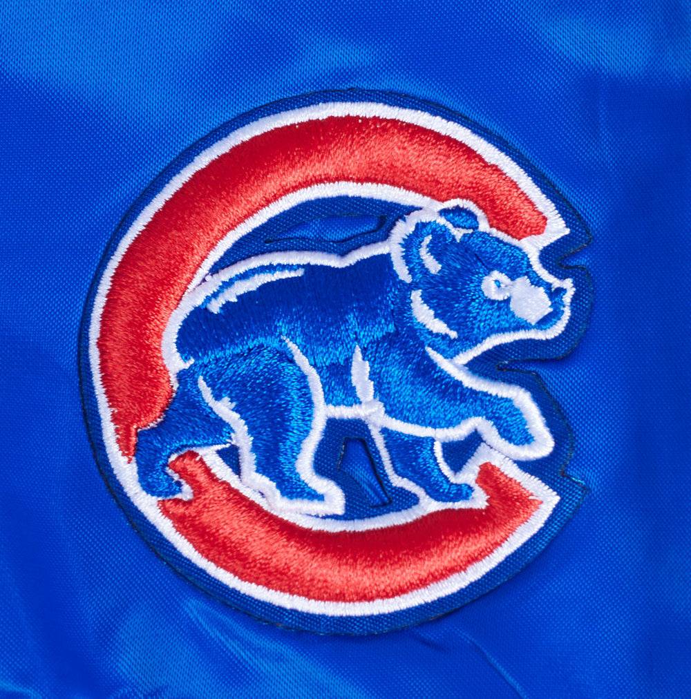 CHAQUETA DE SATÉN MASHUP PARA MUJER MLB CHICAGO CUBS (AZUL REAL/ROJO)