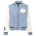MLB CHICAGO CUBS VARSITY BLUES WOMEN'S DENIM VARSITY JACKET (DENIM/LINEN)