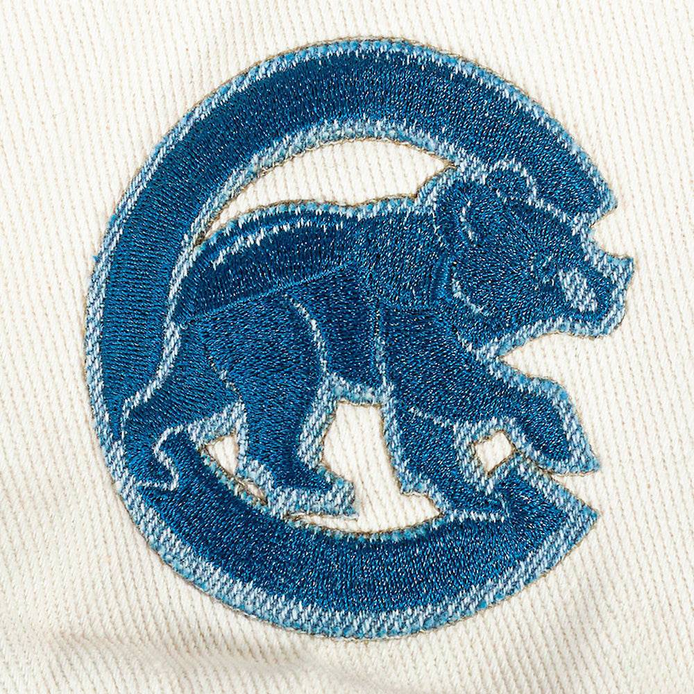 MLB CHICAGO CUBS VARSITY BLUES WOMEN'S DENIM VARSITY JACKET (DENIM/LINEN)