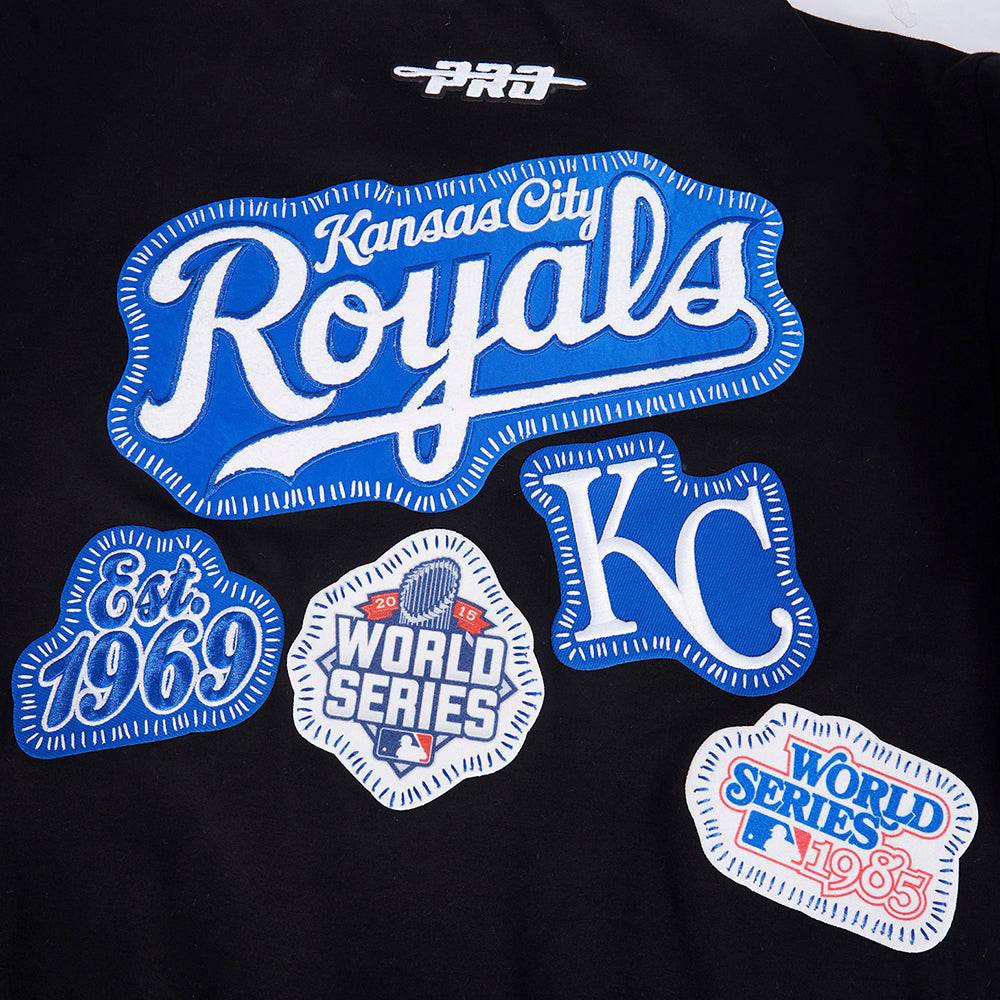 MLB KANSAS CITY ROYALS DIY PICK STITCH MEN'S DK SS JACKET (BLACK)