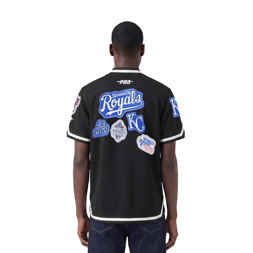 MLB KANSAS CITY ROYALS DIY PICK STITCH MEN'S DK SS JACKET (BLACK)