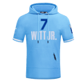 MLB KANSAS CITY ROYALS BOBBY WITT JR. #7 CLASSIC MEN'S SHORT SLEEVE PULLOVER HOODIE (UNIVERSITY BLUE)