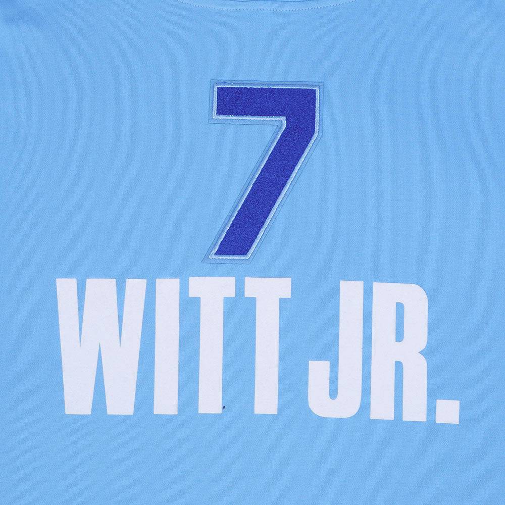 MLB KANSAS CITY ROYALS BOBBY WITT JR. #7 CLASSIC MEN'S SHORT SLEEVE PULLOVER HOODIE (UNIVERSITY BLUE)