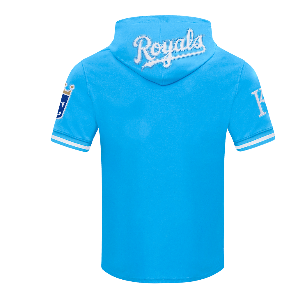 MLB KANSAS CITY ROYALS SALVADOR PEREZ #13 SUDADERA CLÁSICA DE HOMBRE DE MANGA CORTA CON CAPUCHA (AZUL UNIVERSITARIO)