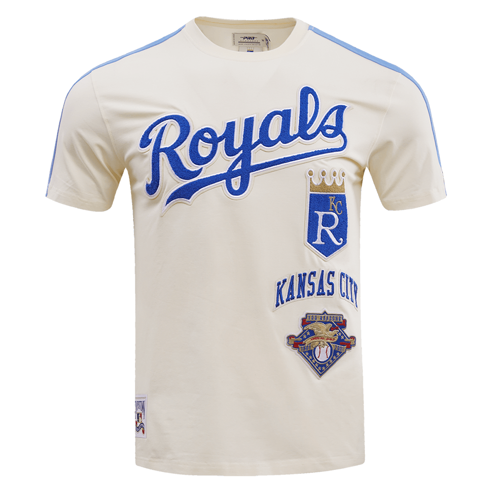 MLB KANSAS CITY ROYALS RETRO CLASSIC MEN'S STRIPED TOP (EGGSHELL/ UNIVERSITY BLUE)